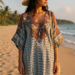 Johnny Was Silk Paisley Tunic Top Women’s Size Large